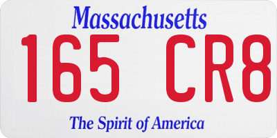 MA license plate 165CR8