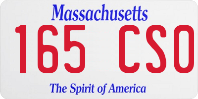 MA license plate 165CS0