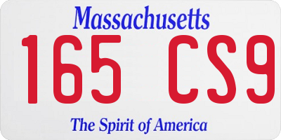 MA license plate 165CS9