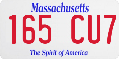 MA license plate 165CU7