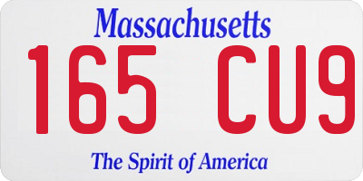 MA license plate 165CU9
