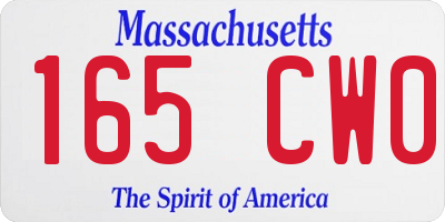 MA license plate 165CW0