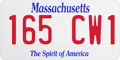 MA license plate 165CW1