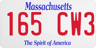 MA license plate 165CW3