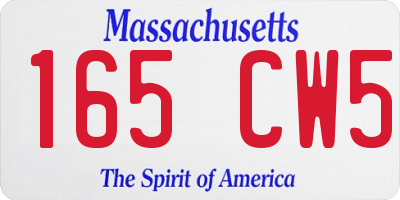 MA license plate 165CW5