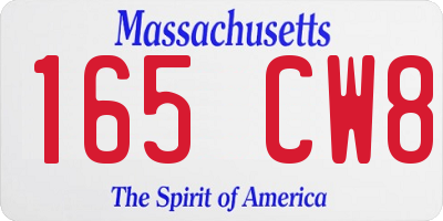 MA license plate 165CW8