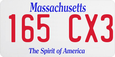 MA license plate 165CX3