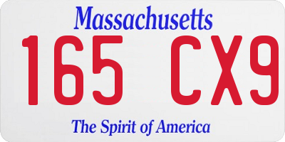 MA license plate 165CX9
