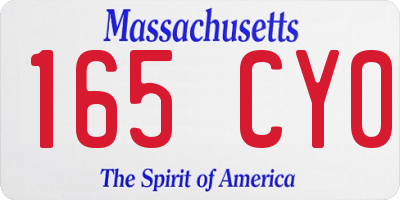 MA license plate 165CY0