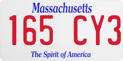 MA license plate 165CY3