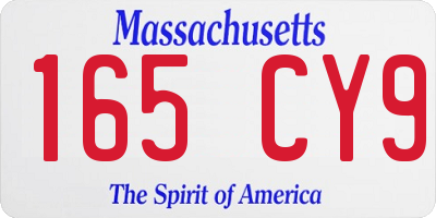 MA license plate 165CY9