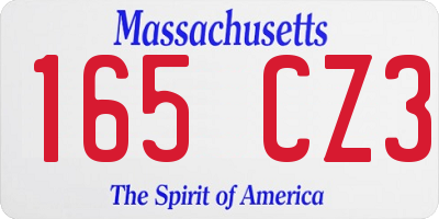 MA license plate 165CZ3