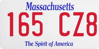 MA license plate 165CZ8