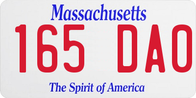 MA license plate 165DA0