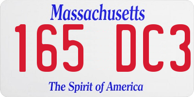 MA license plate 165DC3