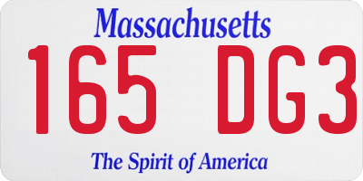 MA license plate 165DG3