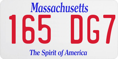 MA license plate 165DG7