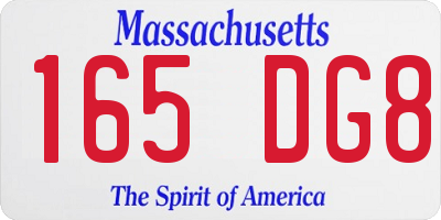 MA license plate 165DG8