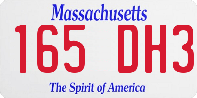 MA license plate 165DH3