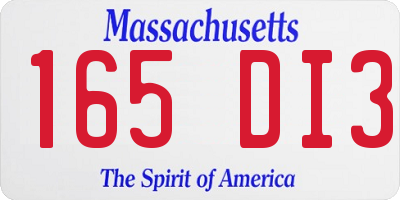 MA license plate 165DI3