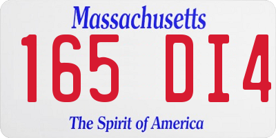 MA license plate 165DI4
