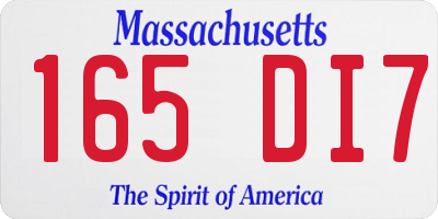 MA license plate 165DI7