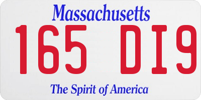 MA license plate 165DI9