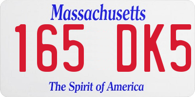 MA license plate 165DK5