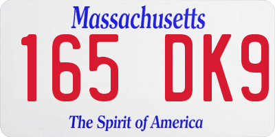 MA license plate 165DK9