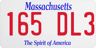 MA license plate 165DL3