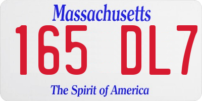 MA license plate 165DL7