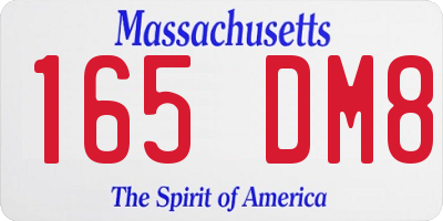 MA license plate 165DM8