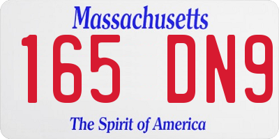 MA license plate 165DN9