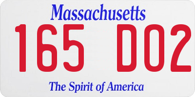 MA license plate 165DO2