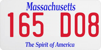 MA license plate 165DO8