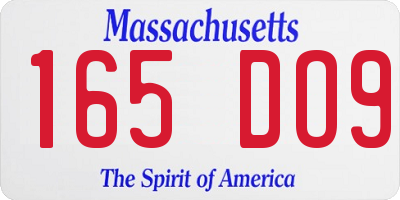 MA license plate 165DO9