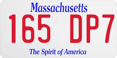 MA license plate 165DP7