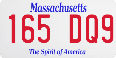 MA license plate 165DQ9