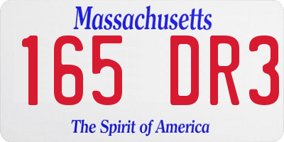 MA license plate 165DR3