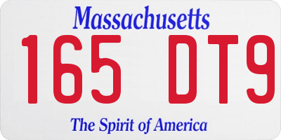 MA license plate 165DT9