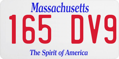 MA license plate 165DV9