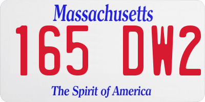MA license plate 165DW2