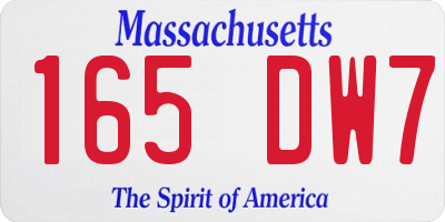 MA license plate 165DW7