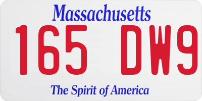 MA license plate 165DW9
