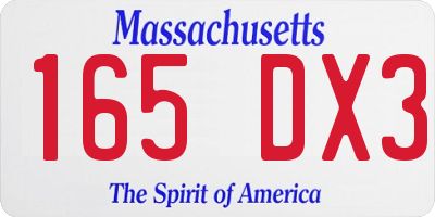 MA license plate 165DX3