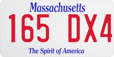 MA license plate 165DX4