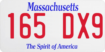 MA license plate 165DX9