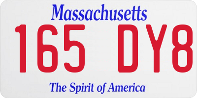 MA license plate 165DY8