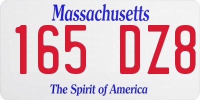 MA license plate 165DZ8