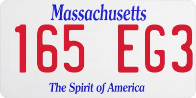 MA license plate 165EG3